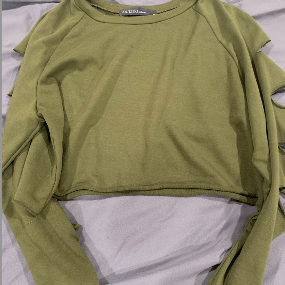 Cropped Hoodie with Cuts on the Sides